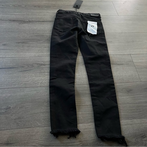 New Vervet Black Womens Crop Skinny Fit Fringe Hem Jeans Size 24 Stretch - Picture 7 of 10